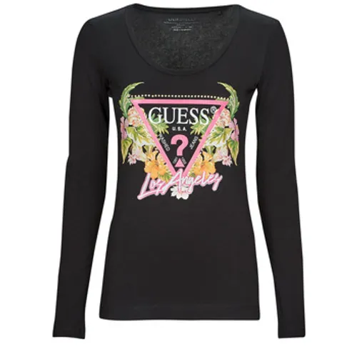 Guess  LS SN TRIANGLE FLOWERS TEE  women's  in Black