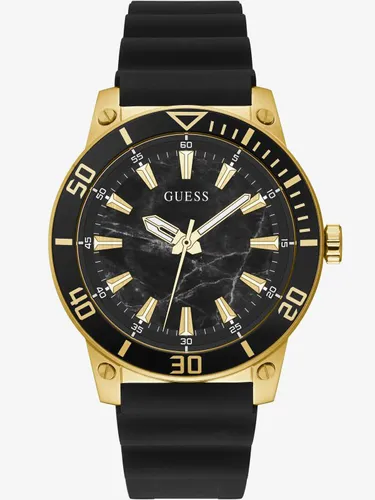 Guess Mens Active Gold Plated Black Rubber Strap Watch GW0420G2