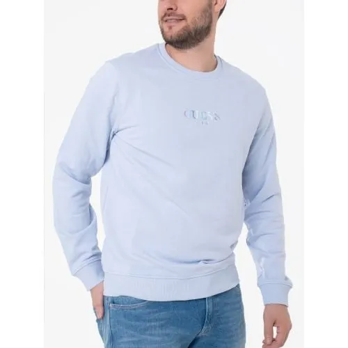 GUESS Mens Astral Pale Blue Multicolour Logo Sweatshirt