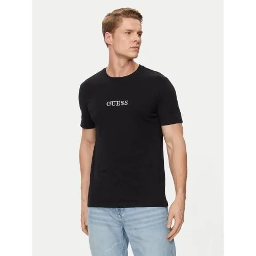 GUESS Mens Jet Black A996 Multicolour Logo T-Shirt