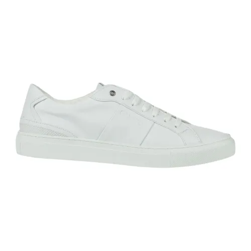 Guess , Men`s Leather Low Profile Sneakers ,White male, Sizes: