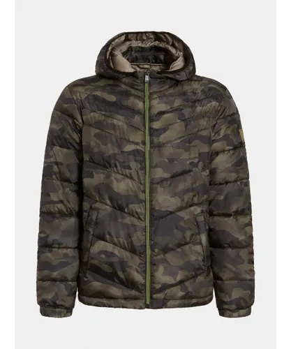 Guess Mens Light Puffer Jacket - Camouflage