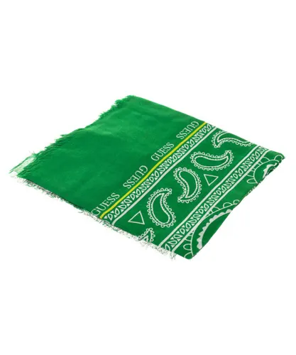 Guess Mens Printed scarf with frayed contours AM8764MOD03 man - Green Rayon - One