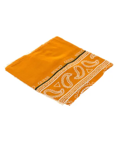 Guess Mens Printed scarf with frayed contours AM8764MOD03 man - Orange Rayon - One