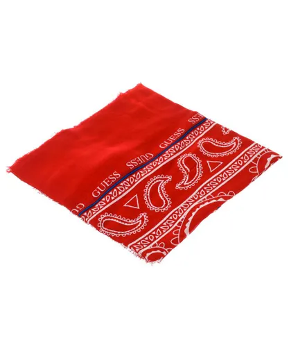 Guess Mens Printed scarf with frayed contours AM8764MOD03 man - Red Rayon - One
