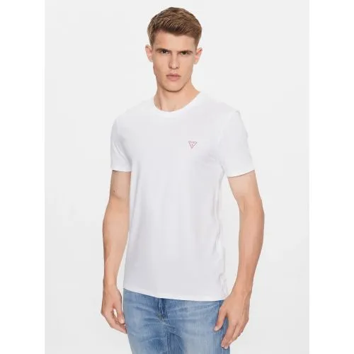 GUESS Mens Pure White Embroidered Logo T-Shirt