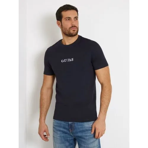 GUESS Mens Smart Blue Multicolour Logo T-Shirt
