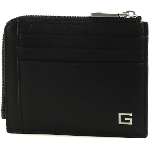 Guess , New Zurich Leather Card Holder ,Black male, Sizes: ONE SIZE