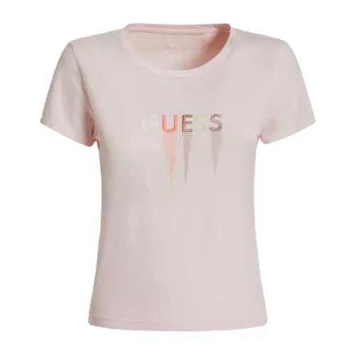 Guess , Pink Print T-shirt for Women ,Pink female, Sizes: