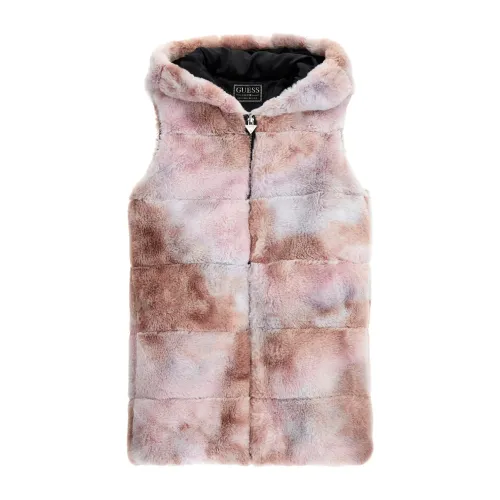 Guess , Quilted Faux Fur Vest ,Pink female, Sizes: