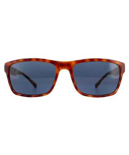 Guess Rectangle Mens Honey Tortoise Blue Sunglasses - Brown - One