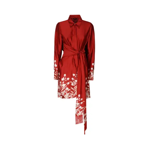 Guess , Shirtdress with Long Sleeves and Belt ,Red female, Sizes: