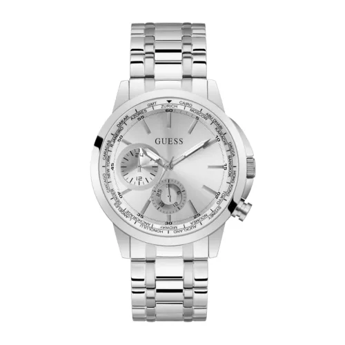Guess , Silver Stainless Steel Quartz Watch 44mm Gw0490G1 ,Gray male, Sizes: ONE SIZE