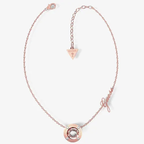 Guess Solitaire Rose Gold-Tone Crystal Necklace UBN01459RG