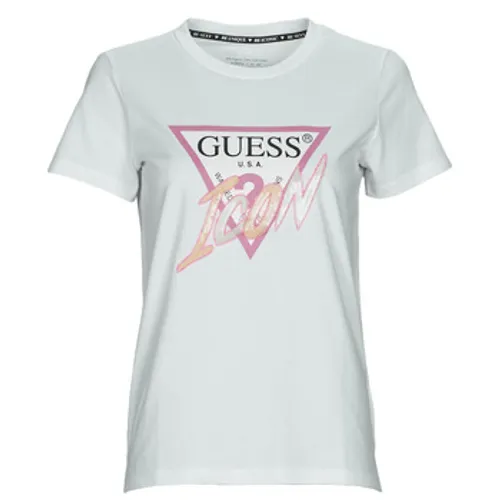 Guess  SS CN ICON TEE  women's T shirt in White