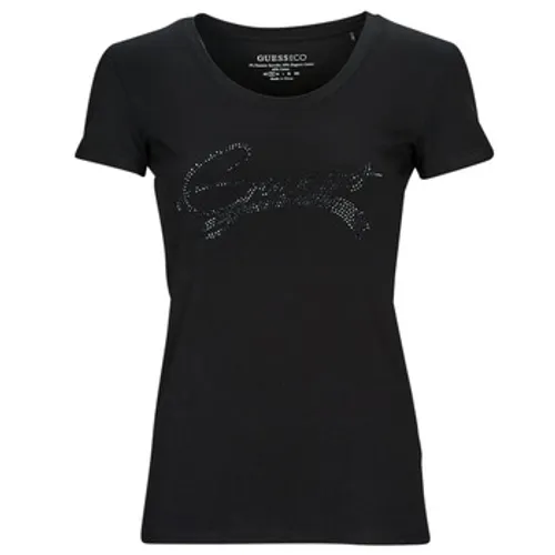 Guess  SS RN ADELINA TEE  women's T shirt in Black