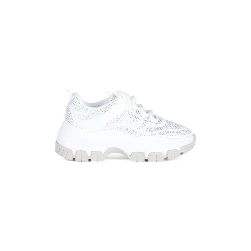Guess , Strass All Over Fabric Sneakers ,White female, Sizes: