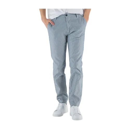 Guess , Striped Slim-Fit Cotton Trousers ,Blue male, Sizes: