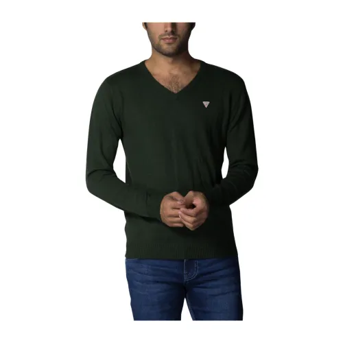 Guess , Triangle Logo Sweater ,Green male, Sizes: