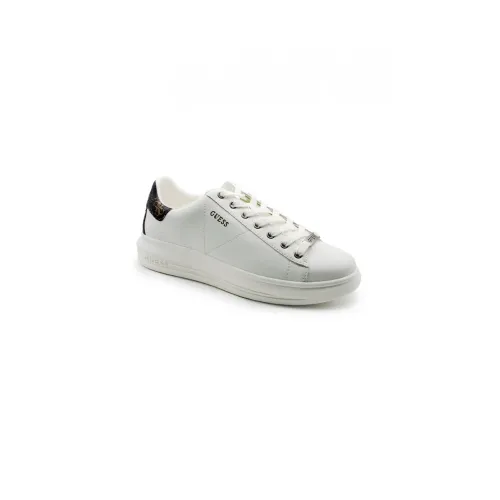 Guess , White and Brown Leather Sneakers ,White male, Sizes: