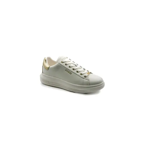 Guess , White and Gold Leather Sneakers ,White female, Sizes: