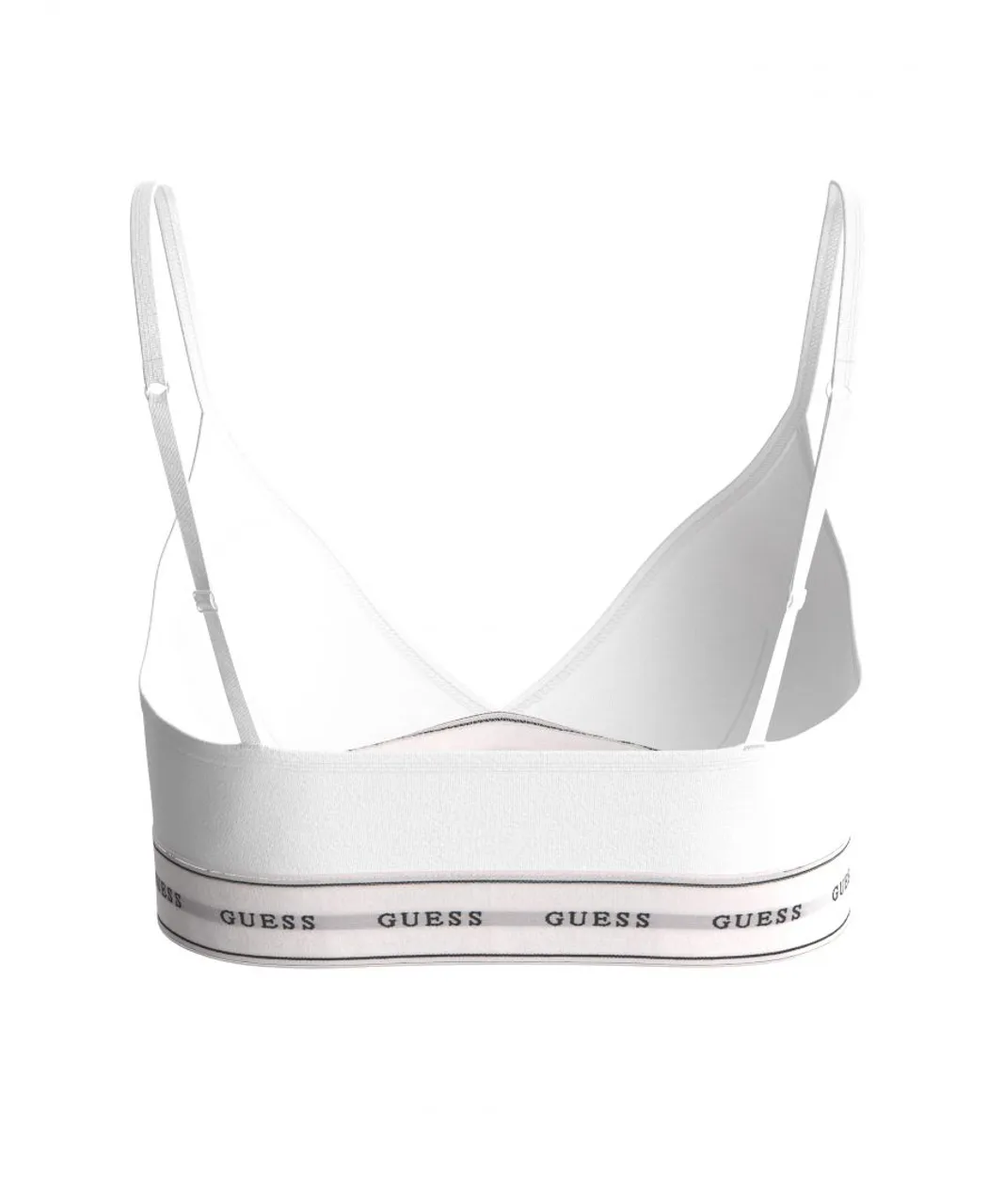 Guess Womens Carrie Triangle Bra With Logo Band - White