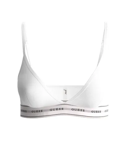 Guess Womens Carrie Triangle Bra With Logo Band - White