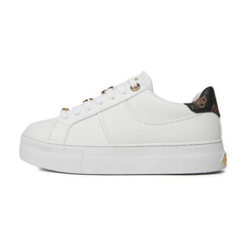 Guess , Womens Eco-Leather Sneakers with Contrasting Details ,White female, Sizes:
