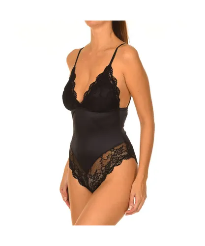 Guess Womens Strappy Bodysuit with Lace - Black
