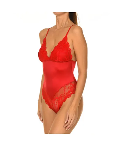 Guess Womens Strappy Bodysuit with Lace - Red