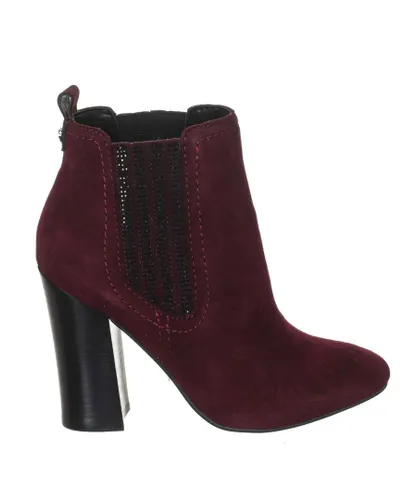 Guess Womens Suede effect leather heeled ankle boots FLLUN3SUE10 woman - Burgundy