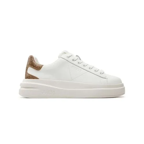 GUESS Womens White Beige Brown Elbina Trainer