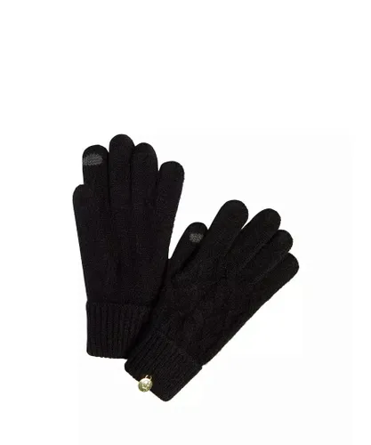 Guess Womens Women Textured Finish Winter Gloves - Black