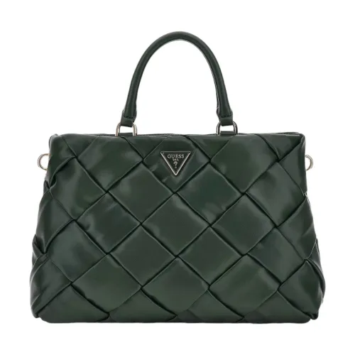 Guess , Woven Leather Handbag with Metal Logo ,Green female, Sizes: ONE SIZE