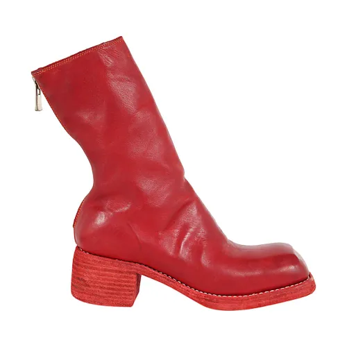 Guidi , Back ZIP MID Boots ,Red female, Sizes: