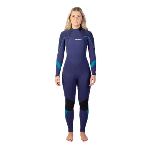 Gul Womens Response 4/3mm Back Zip Wetsuit (2022) - Blue & Paisley
