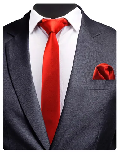 GUSLESON 2.4" Slim Necktie and Handkerchief Set For Men