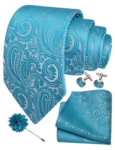 Gusleson 3.15"（8cm） Mens Tie and Lapel Pin Paisley