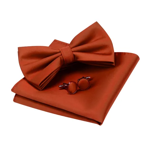 Gusleson Mens Solid Color Double Fold Pre-tied Bow Tie and