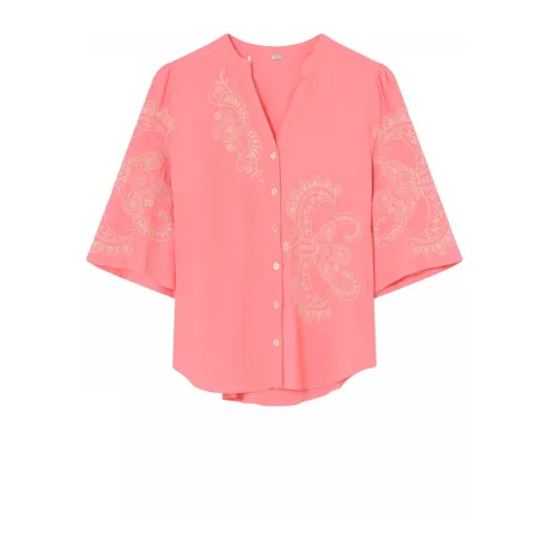 Gustav , Carmen Shirt with Embroidered Details ,Pink female, Sizes: