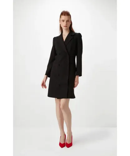 Gusto Womens Double Breasted Blazer Dress in Black