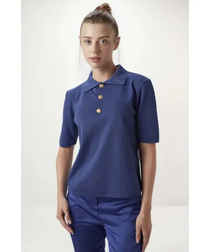 Gusto Womens Polo Shirt in Blue