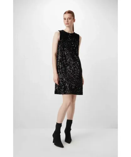 Gusto Womens Sequinned Classic Dress in Black