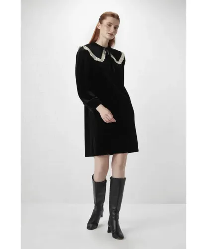 Gusto Womens Velvet Midi Dress in Black
