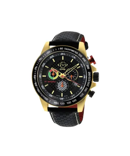 Gv2 9922 Mens Scuderia Swiss Quartz Multifunction Chrono Leather Watch - Black - One Size