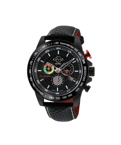 Gv2 9923 Mens Scuderia Swiss Quartz Multifunction Chrono Leather Watch - Black - One Size