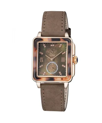 Gv2 Bari Tortoise Womens Diamond Swiss Quartz Watch - Brown Leather - One Size