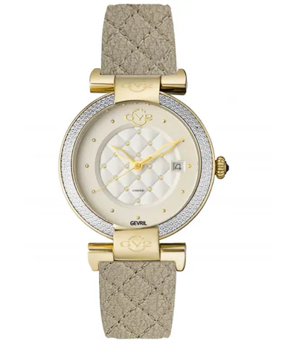 Gv2 Berletta WoMens White Dial Beige Vegan Quilted Strap Watch Leather - One Size