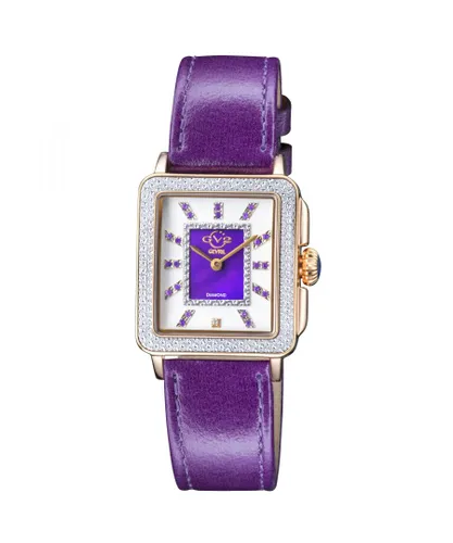 Gv2 by Gevril WoMens 12337 Padova Gemstone MOP Dial Swiss Quartz Leather Watch - Purple - One Size
