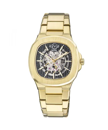 Gv2 Mens 18115 Skeleton Watch in Yellow Gold Swiss Automatic Potent for Men Stainless Steel - One Size